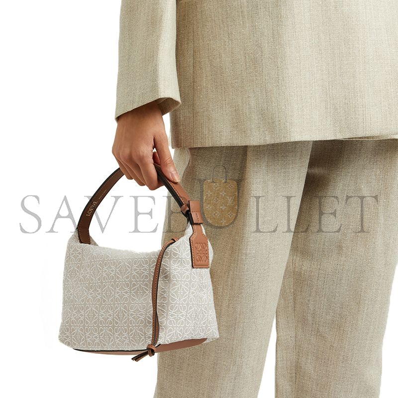 L0ew* cubi anagram small canvas and leather shoulder bag (20.5*17*12.5cm)